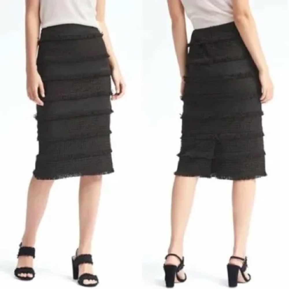 Banana Republic Black Textured Pencil Skirt